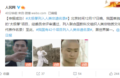 “太极拳”“送王船”列入人类非遗名录
